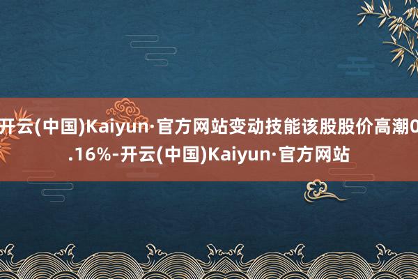 开云(中国)Kaiyun·官方网站变动技能该股股价高潮0.16%-开云(中国)Kaiyun·官方网站