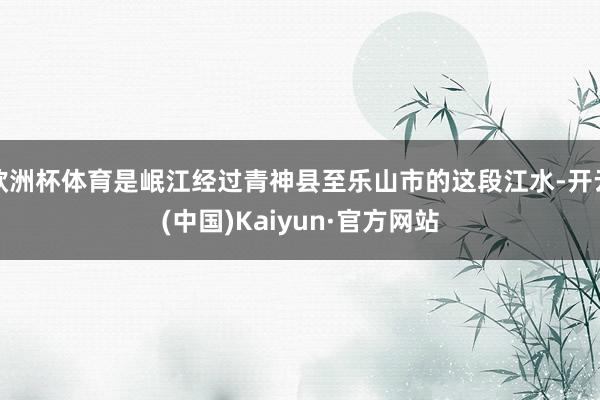欧洲杯体育是岷江经过青神县至乐山市的这段江水-开云(中国)Kaiyun·官方网站