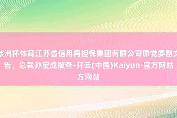 欧洲杯体育江苏省信用再担保集团有限公司原党委副文告、总裁孙宝成被查-开云(中国)Kaiyun·官方网站