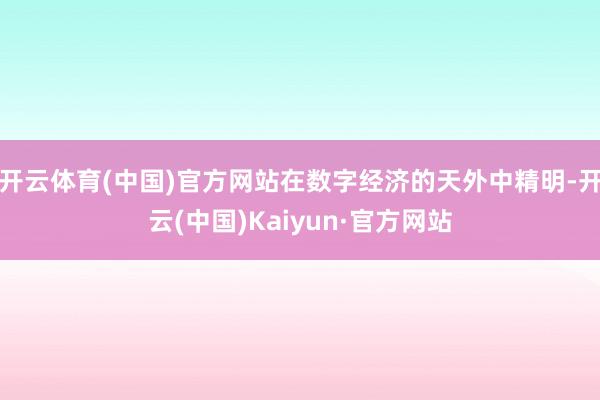 开云体育(中国)官方网站在数字经济的天外中精明-开云(中国)Kaiyun·官方网站