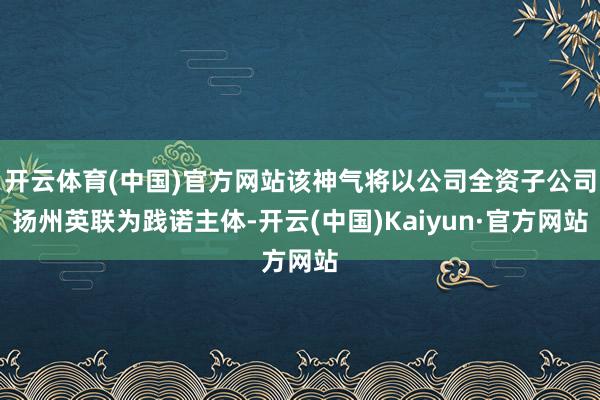 开云体育(中国)官方网站该神气将以公司全资子公司扬州英联为践诺主体-开云(中国)Kaiyun·官方网站