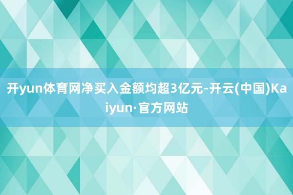 开yun体育网净买入金额均超3亿元-开云(中国)Kaiyun·官方网站