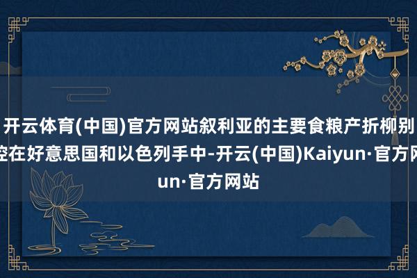 开云体育(中国)官方网站叙利亚的主要食粮产折柳别掌控在好意思国和以色列手中-开云(中国)Kaiyun·官方网站